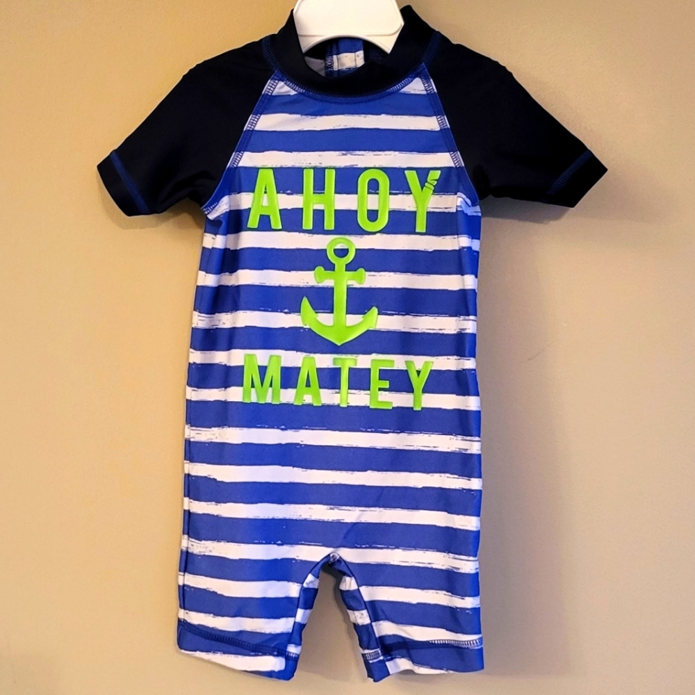 Rashguard one piece striped swimsuit